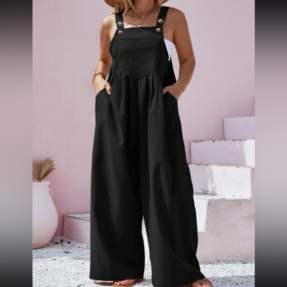 Plus size navy blue overall jumpsuit - Picture 5 of 14